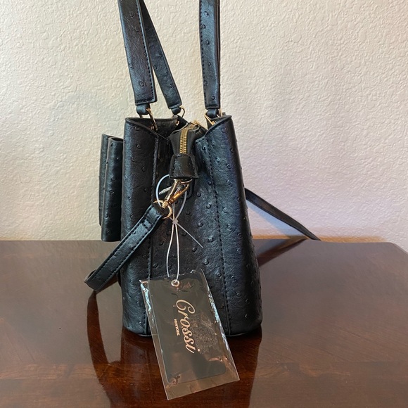 Crossi Big Black Bow Convertible Bag NWT Cruelty Free - Picture 5 of 16